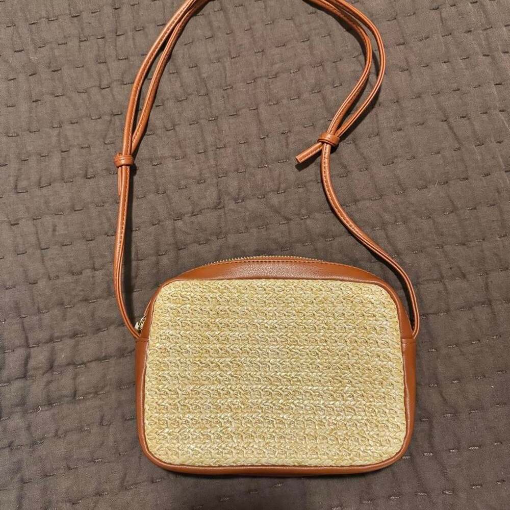 Brown And Cream Woven Crossbody 13 E 9